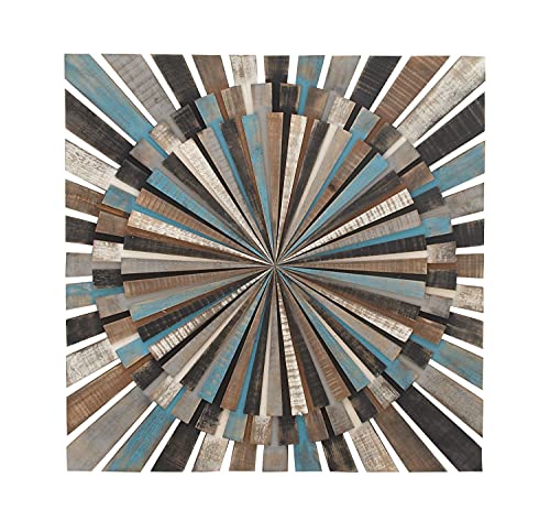 Deco 79 Wood Starburst Handmade Carved Wall Decor, 36" x 1" x 36", Multi Colored Deco 79