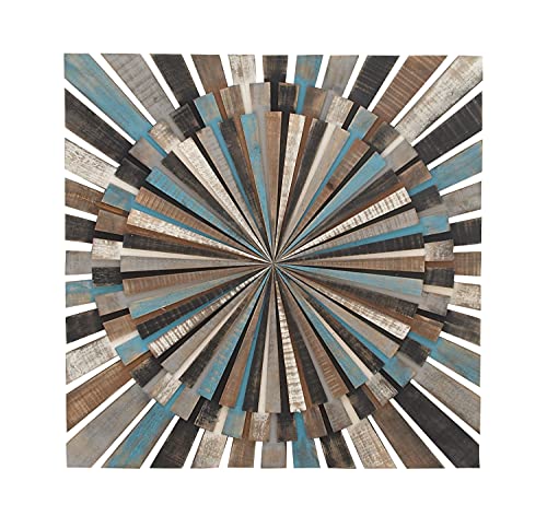 Deco 79 Wood Starburst Handmade Carved Wall Decor, 36" x 1" x 36", Multi Colored
