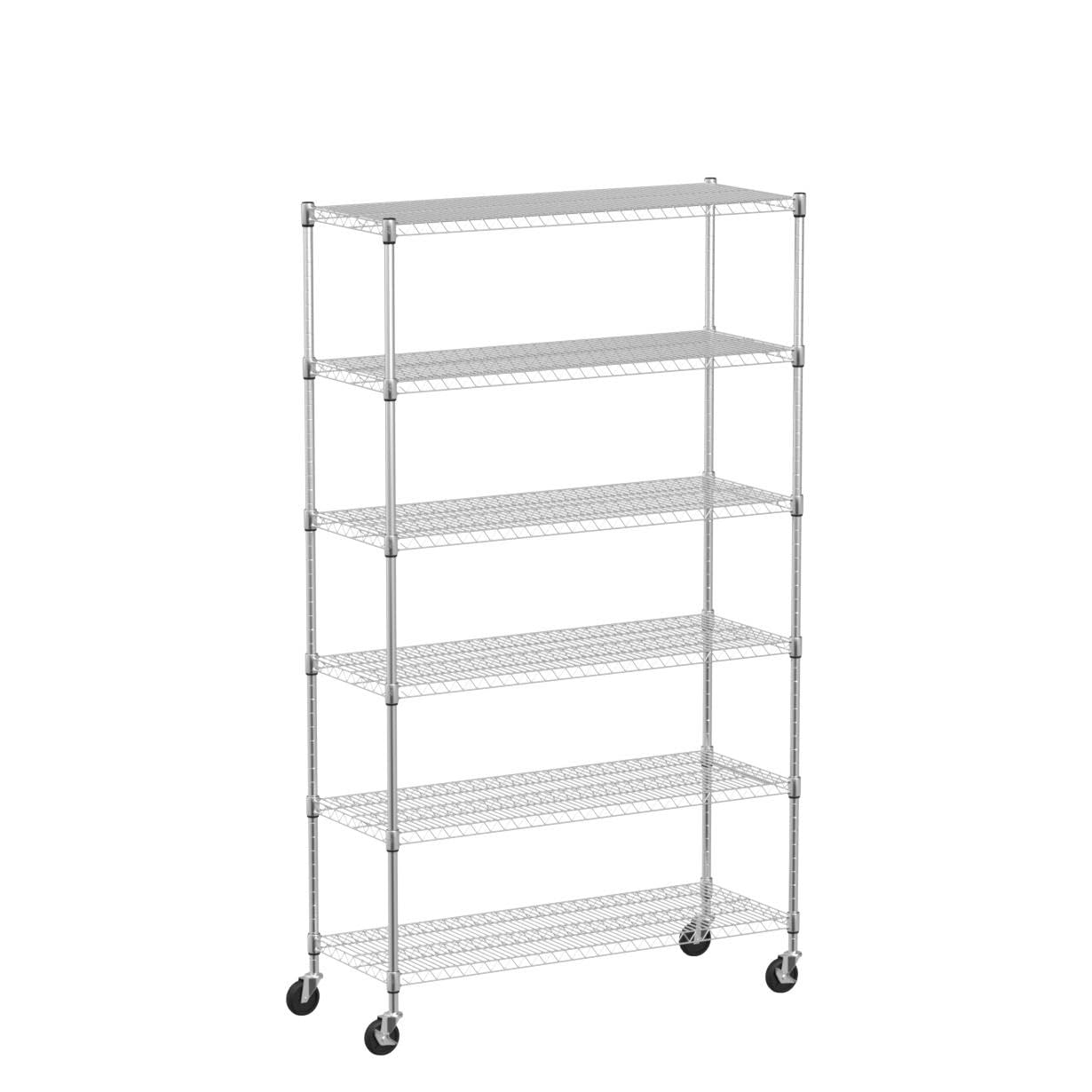 48 Lx18 Wx72 H Wire Shelving Unit Heavy Duty Height Adjustable NSF Certification Utility Rolling Steel Commercial Grade with Wheels for Kitchen - WoodArtSupply