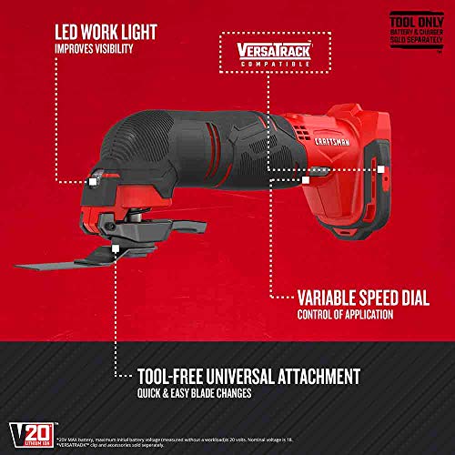 CRAFTSMAN V20* Oscillating Tool Cordless, Tool Only (CMCE500B) Craftsman