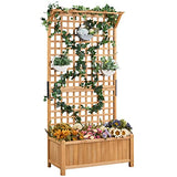 Yaheetech 72″ H Horticulture Garden Planter with Trellis for Vine Climbing Plants Garden Box Outdoor w/Drainage Holes Raised Garden Bed Garden Yaheetech