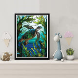 KTHOFCY 5D DIY Diamond Painting Kits for Adults Kids, Sea Turtle Stained Glass Full Drill Embroidery Cross Stitch Crystal Rhinestone Paintings KTHOFCY