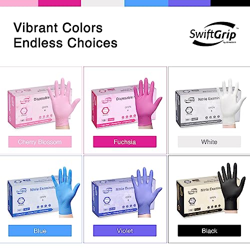 SwiftGrip Pink Nitrile Exam Gloves, 3-mil, XL, 100-ct Box, Powder-Free, Latex-Free, Medical Grade Gloves for Cleaning & Esthetician SwiftGrip