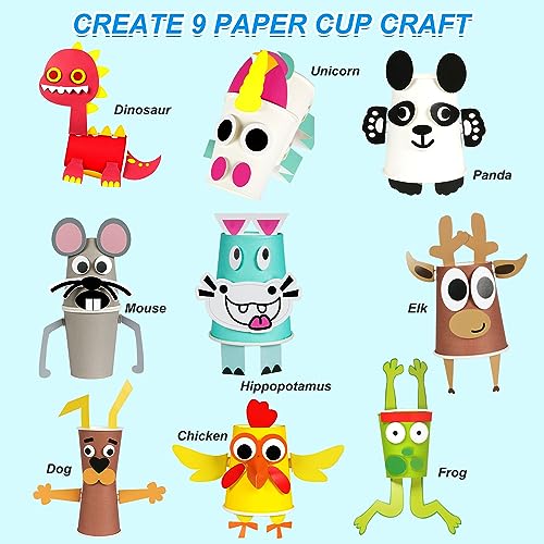 Labeol Arts and Crafts for Kids Ages 4-8, 18 Pack Make Your Own DIY Animal Paper Cup Craft Kits,Fun Crafts Kit for 4 5 6 7 8 Year Old Boys Girls