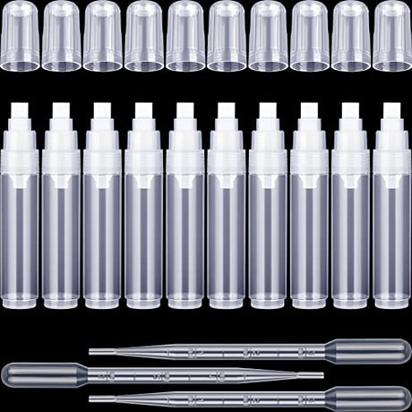 Sabary 10 Pcs Refillable Paint Markers 10 mm Empty Acrylic Markers Blank Flat Head Graffiti Markers White Fillable Paint Pen with 5 Pcs 3 ml Dropper Sabary
