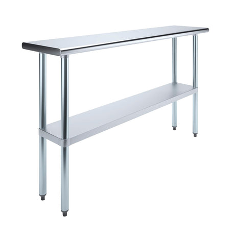 AmGood 14" X 60" Stainless Steel Work Table | Metal Kitchen Food Prep Table | NSF AmGood