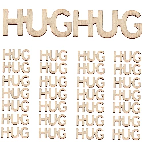 Artibetter 100pcs Wooden Table Scatter Hugs in a Jar Wooden Words Decor Unfinished Wood Letters Wooden Cutout Letter Wood Vase Filler Wooden Hug ARTIBETTER