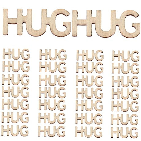 Artibetter 100pcs Wooden Table Scatter Hugs in a Jar Wooden Words Decor Unfinished Wood Letters Wooden Cutout Letter Wood Vase Filler Wooden Hug ARTIBETTER