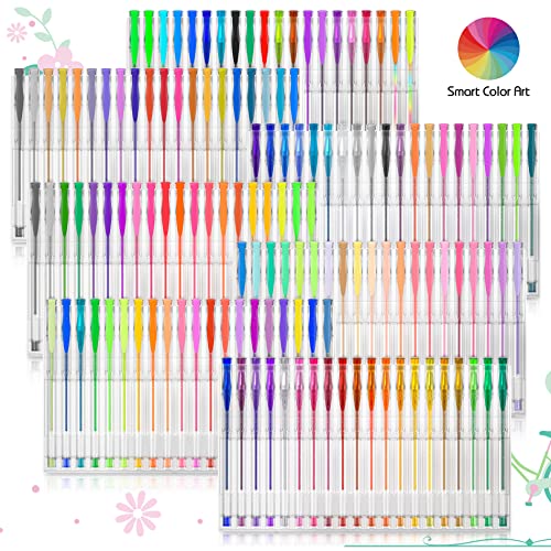 Smart Color Art 140 Colors Gel Pens Set Gel Pen for Adult Coloring Books Drawing Painting Writing - WoodArtSupply