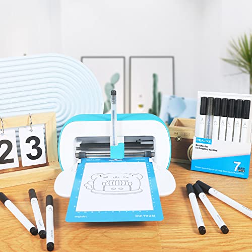REALIKE Black Pens Set for Cricut Joy, 7 Pack Variety Pens Include Fine Point Pen,Glitter Gel, Marker, Calligraphy Writing Drawing Pens Compatible REALIKE