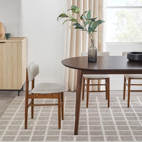 Walker Edison Mid Century Solid Wood Oval Extension Dining Table with Hairpin Legs and Removable Leaf, 60 Inch, Walnut - WoodArtSupply