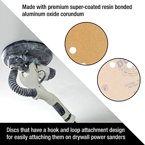 Dura-Gold Premium 9" Drywall Sanding Discs - 240 Grit (Box of 10) - 10 Hole Pattern Sandpaper Discs with Hook & Loop Backing, Fast Cutting Aluminum
