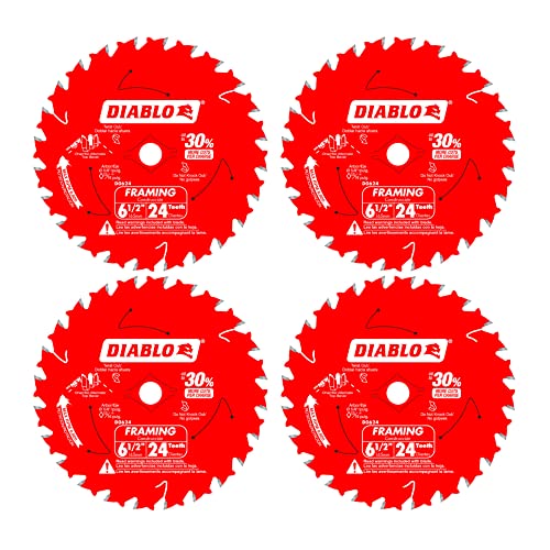 Freud D0624X Diablo 6-1/2-Inch 24-Tooth ATB Framing Saw Blade 5/8-Inch Arbor (4 Pack) Diablo