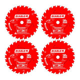 Freud D0624X Diablo 6-1/2-Inch 24-Tooth ATB Framing Saw Blade 5/8-Inch Arbor (4 Pack) Diablo