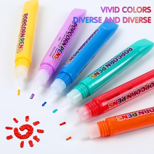 Omaky DIY Bubble Popcorn Drawing Pens,Magic Puffy Pens,Color Paint Pen  Set,Popcorn Color Markers,Magic Popcorn Pen,Puffy Bubble Pen Puffy 3D Art  Safe