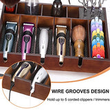 Noverlife Wooden Barber Clipper Tray, Anti-slip Hairdresser Clipper Organizer, Wood Barber Table Collector, Professional Hair Trimmer Holder, Noverlife