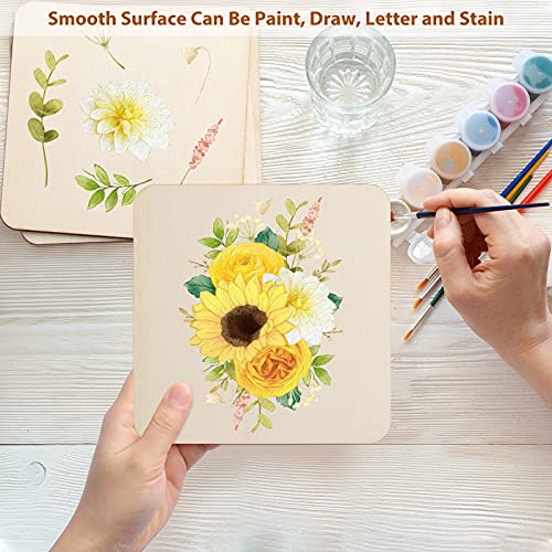 Fuyit Unfinished Wood Pieces, 50Pcs 6 x 6 Inch Blank Natural Wood Square Wooden Cutouts Board for DIY Crafts Painting, Scrabble Tiles, Coasters,