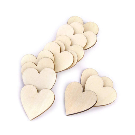 MILISTEN 50pcs Unfinished Wooden Heart Cutouts Wood Shapes Pieces Wood Discs Slices for Vintage Rustic Wedding Christmas Table Confetti DIY Craft Milisten