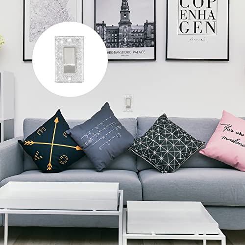 2 Pcs Silver Rhinestones Light Switch Cover,Silver Shiny Crystal Wall Plates Bling Decorative Wall Plate Single Toggle for Kitchen,Bedroom Sliverdew