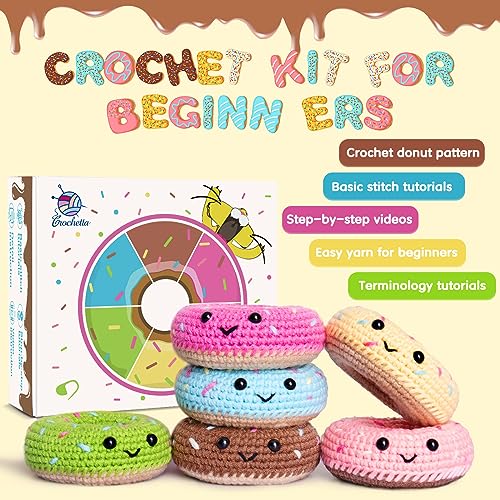Crochet Kit for Beginners, Beginner Crochet Starter Kit w Step-by-Step Video Tutorials, Learn to Crochet Kits for Adults & Kids, DIY Knitting Crochetta
