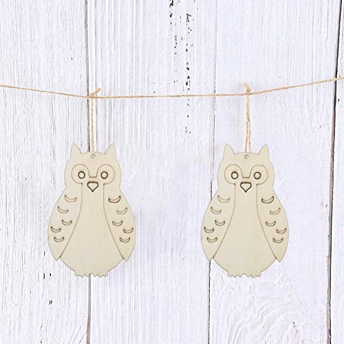 20pcs Owl Shape Wood Cutouts DIY Crafts Owl Bird Unfinished Wooden Tags Ornaments for Wedding Birthday Party Decoration