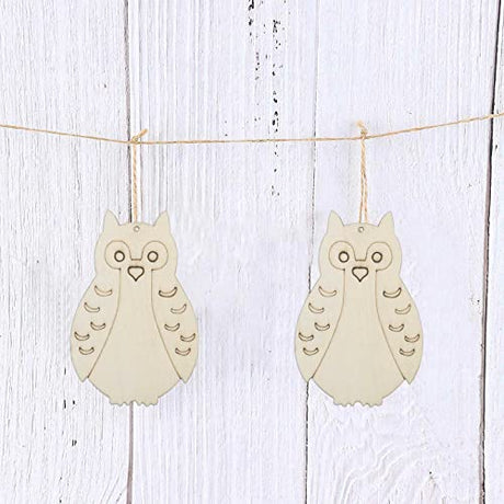 20pcs Owl Shape Wood Cutouts DIY Crafts Owl Bird Unfinished Wooden Tags Ornaments for Wedding Birthday Party Decoration JANOU