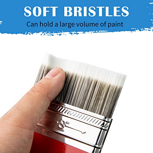 Falling in Art Flat Paddle Paint Brush Set with Long Handle, Large Scale Brush for Oil and Acrylic Paints(1 Inch,2Inch,3Inch) - WoodArtSupply