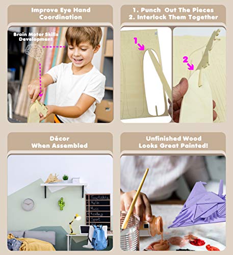 Puzzled 3D Puzzle Stealth Bomber Wood Craft Construction Model Kit, Fun & Educational DIY Wooden Toy Assemble Model Unfinished Crafting, Hobby Puzzle Puzzled