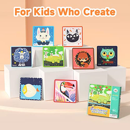 Mosaic & Diamond Painting, 8PCS Animal Sticker by Number Crafts Kit Paint by Sticker Books for Kids Ages 3-5 4-8, Includes Rabbit Fish Cat etc. Kids - WoodArtSupply