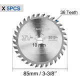 5Pcs TCT Circular Saw Blade 3-3/8'' Carbide Tipped for Wood Plastic Cutting with 10mm Arbor Compact Circular Saw Blade Set Firearth