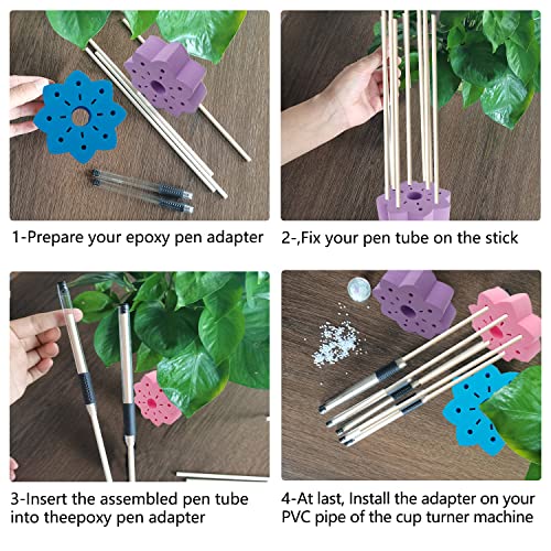 Epoxy Glitter Pen Turner Attachment, Pen Turner Adapter to Hold Pens, 28set Glitter Epoxy Pen Holder for Cup Turner DIY Craft Epoxy Resin Pen Making WOOPSOO