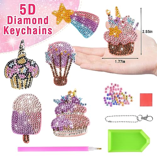 5D Diamond Painting Kits for Kids, 6 Pcs Diamond Painting Keychain Kits，Arts and Crafts for Kids Ages 8-12 Painting by Numbers for Birthday Christmas