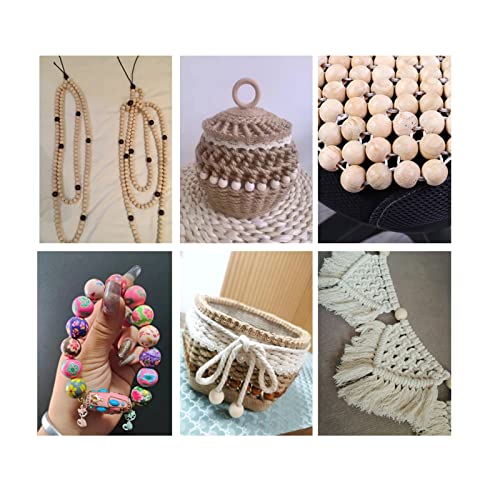 150Pcs Unfinished Wood Beads Bulk with Large Holes for Crafts, 18mm Natural Round Wooden Beads with 10m Jute Rope Beads Needle for Garland Jewelry SMANTA
