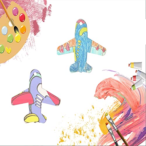 Airplane Wooden Outer Space Wood with Twines Art Unfinished Ornaments for Wedding Birthday Theme of Universe Party Decoration 20Pcs Zontween