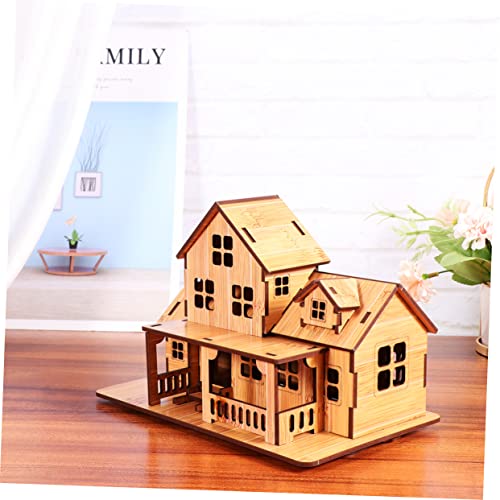 Vaguelly 2pcs DIY Wooden Ornament Mini House DIY Unfinished Wood Toy House DIY Woodcraft Construction Puzzle Craft Wood Wooden DIY House Model DIY Vaguelly