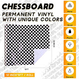Tintnut Chessboard Permanent Vinyl Roll - 12 inch x 5ft, Checkered Racing Adhesive Vinyl Compatible with Cricut Machine, Black and White Permanent Tintnut