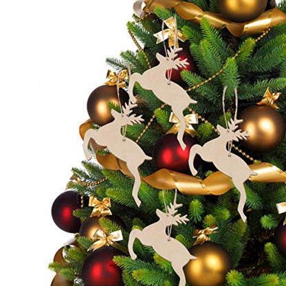 TEHAUX Unfinished Wood Ornaments en Rein ornt Rustic Christmas Tree Wooden Slices