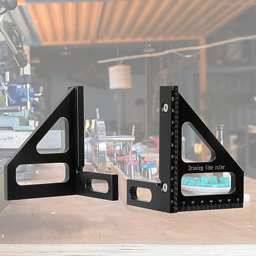KETIPED Metric 3D Multi-Angle Measuring Ruler,45/90 Degree Aluminum Alloy Woodworking Square Protractor, Miter Triangle Ruler High Precision Layout KETIPED
