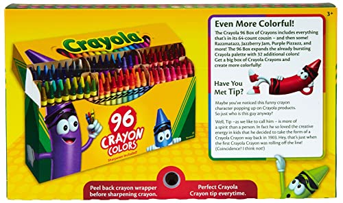 Crayola Classic Color Crayons in Flip-Top Pack with Sharpener, 96 Colors, Gift for Kids - WoodArtSupply