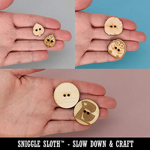 Intricate Leaf Design Wood Buttons for Sewing Knitting Crochet DIY Craft - Various Sizes (8pcs) Sniggle Sloth