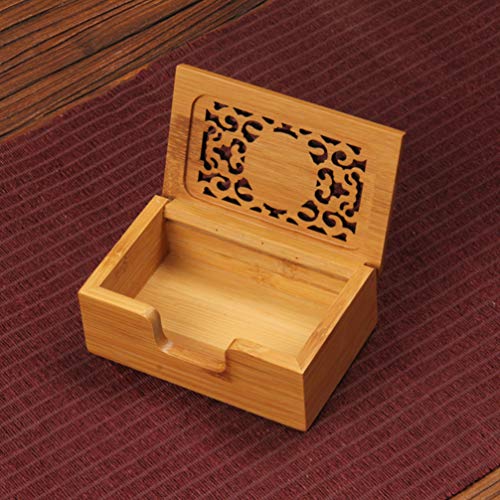 Amosfun Business Card Holder Organizer Wood Business Card Box Business Cards File Storage Holders Amosfun