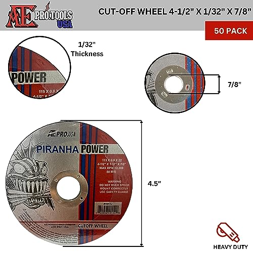 ATE Pro. USA - Metal and Stainless Steel Thin Cut Off Wheels, 4-1/2"X1/32"X7/8", for Air Cut Off Tool, Die Grinder, Electric Cut Off Tool, High ATE Pro. USA