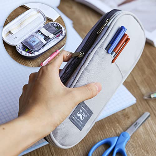 Mr. Pen- Pencil Case, Pencil Pouch, Grey, Pen Bag, Large Pencil Bag, School Supplies, Cute Pencil Bag for Kids, Fabric Mr. Pen
