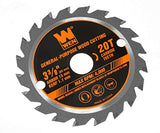 WEN BL0320 3-3/8-Inch 20-Tooth Professional Woodworking Saw Blade for Compact and Mini Circular Saws WEN