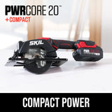 SKIL PWRCORE 20 Brushless 20V 4-1/2 In. Compact Lightweight One-hand Circular Saw Kit with Up to 6,000 RPM Includes 2.0Ah PWR CORE 20 Lithium Battery Skil