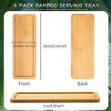 4 Pack Bamboo Serving Tray Rectangle Bamboo Wood Tea Serving Tray Rounded Edges Wooden Bathroom Counter Tray Bamboo Vanity Tray for Dresser Food AWIZOM