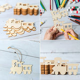 20pcs Unfinished Train Wood Ornaments Train Shape Blank Wood Natural Slices for DIY Crafts Christmas Holiday Wedding Birthday Party Decoration Zontween