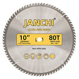 3-Pack Combo 10-Inch 32T & 60T & 80T Woodworking Saw Blades with 5/8" Arbor, 095" Thin Kerf Alternating Top Bevel Tungsten Carbide Teeth Miter/Table Janchi
