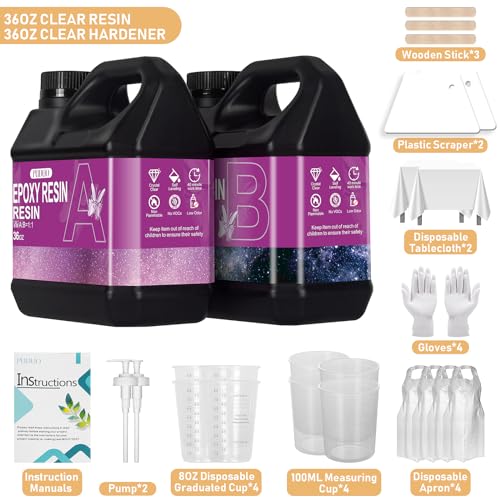 Puduo Epoxy Resin Kit 72OZ，Newly Formulated Crystal Clear Epoxy Resin，Strong, Bubble-Free, Anti-Yellowing Art Resin That，Suitable for Casting, DIY, Puduo