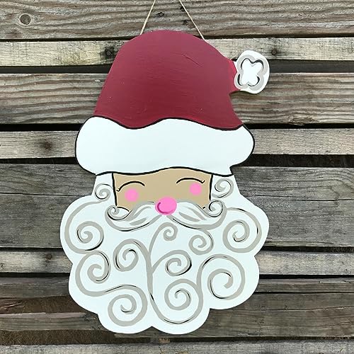 Christmas Santa Head Unfinished Cutout, Wooden Shape, Paintable Craft Build-A-Cross